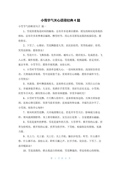 小雪节气关心语录经典4篇