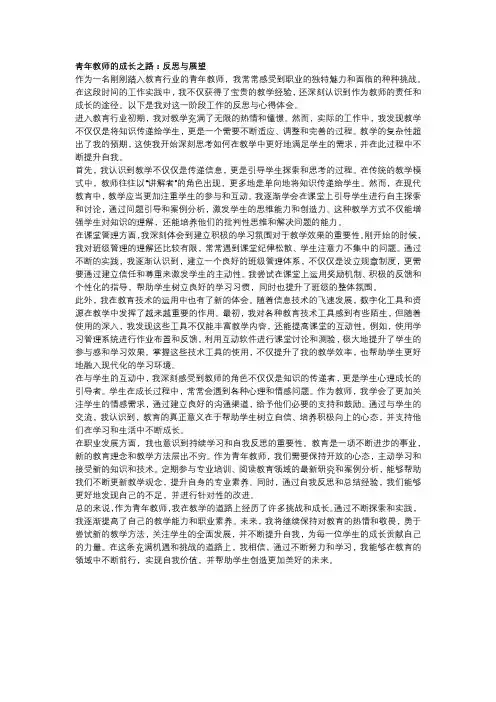 青年教师的成长之路：反思与展望