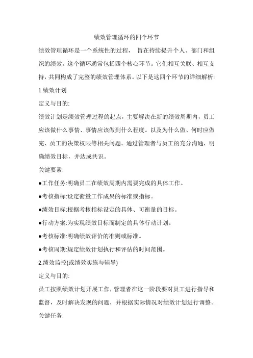 绩效管理循环的四个环节
