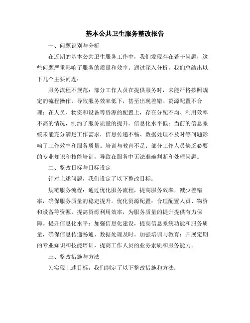 基本公共卫生服务整改报告