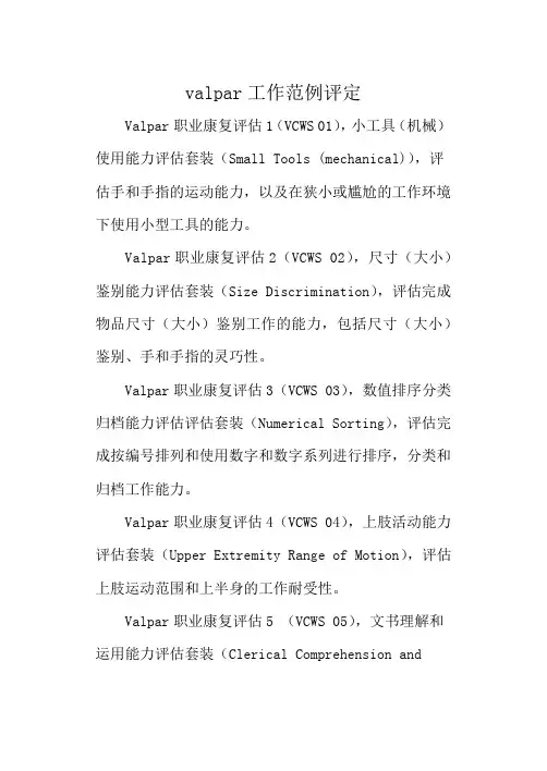 valpar工作范例评定