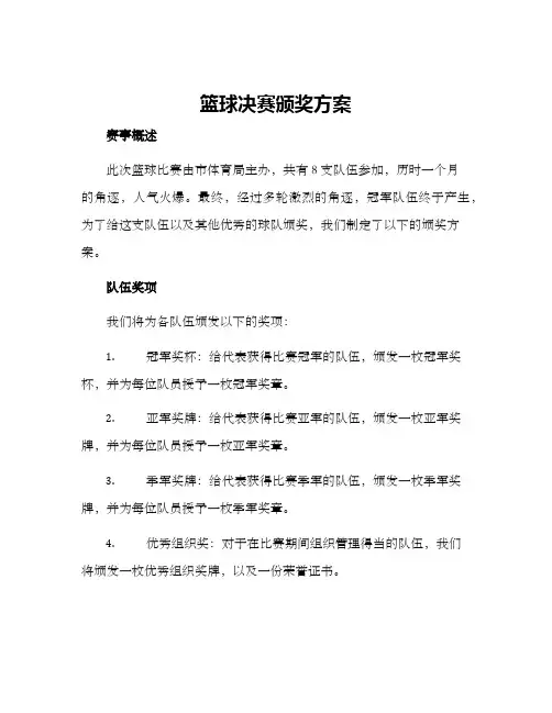 篮球决赛颁奖方案