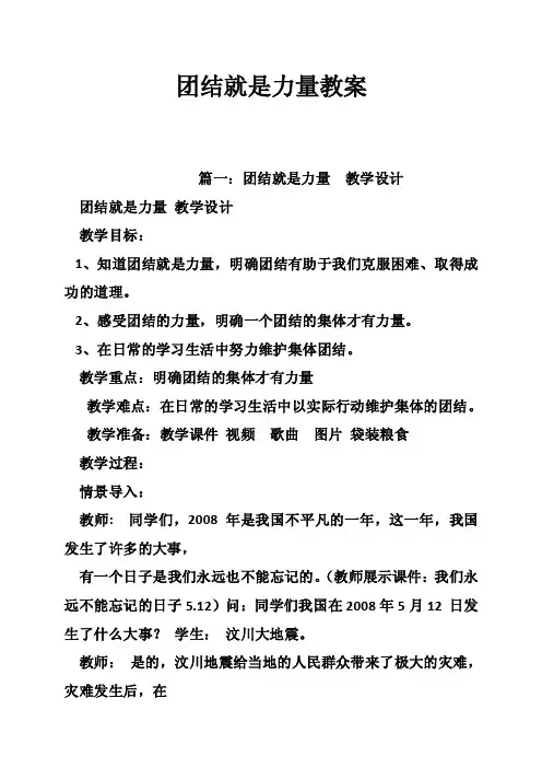 团结就是力量教案