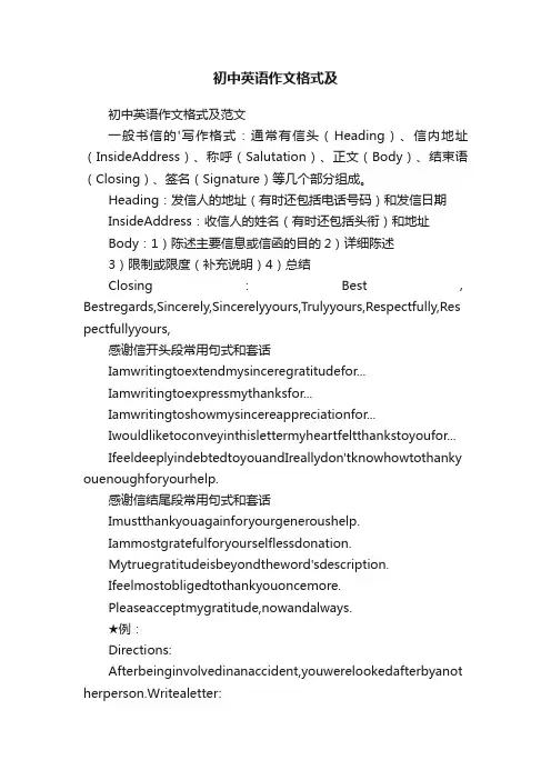 初中英语作文格式及