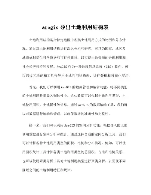 arcgis导出土地利用结构表