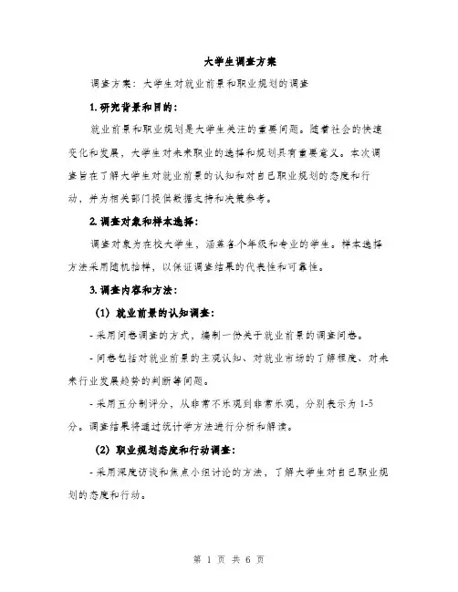 大学生调查方案（2篇）