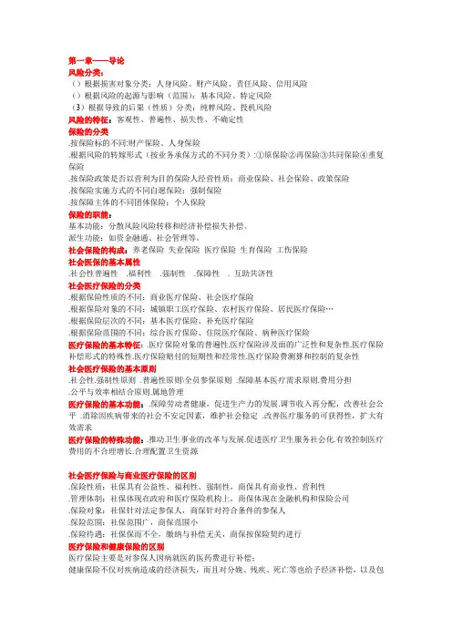 医疗保险考试重点
