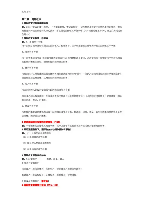国际金融简答题论述题
