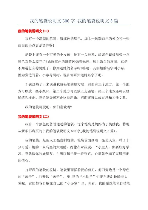 我的笔袋说明文600字_我的笔袋说明文3篇