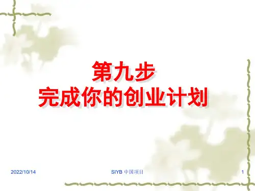 SYB创业培训(第九步完成你的创业计划)课件
