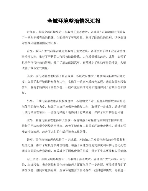 全域环境整治情况汇报