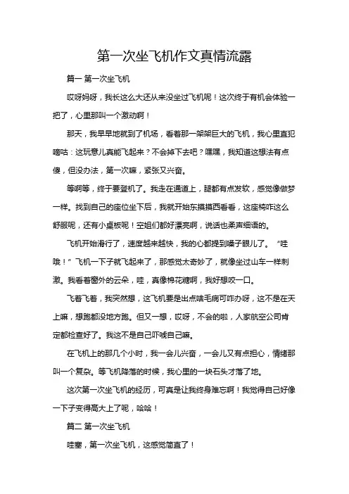 第一次坐飞机作文真情流露