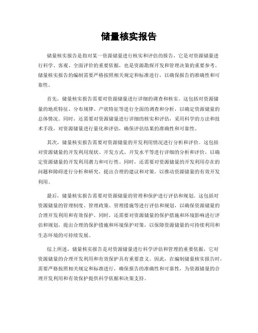 储量核实报告