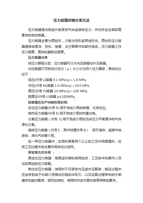 压力容器详细分类方法