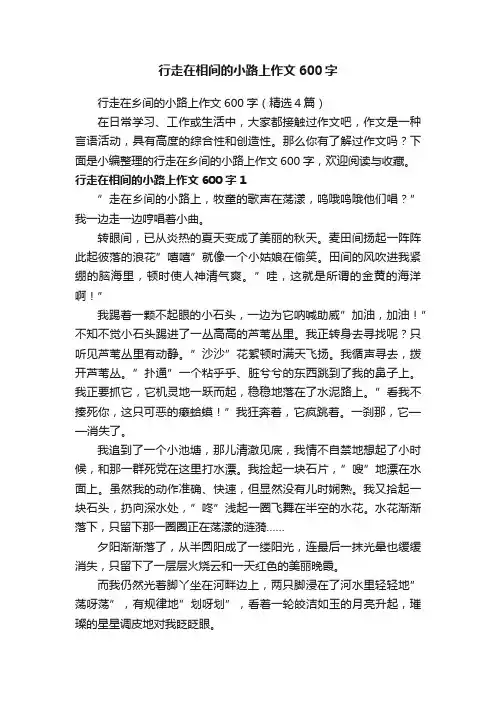 行走在乡间的小路上作文600字（精选4篇）