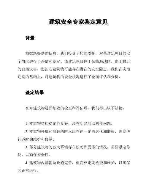 建筑安全专家鉴定意见