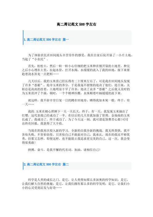 高二周记范文500字左右