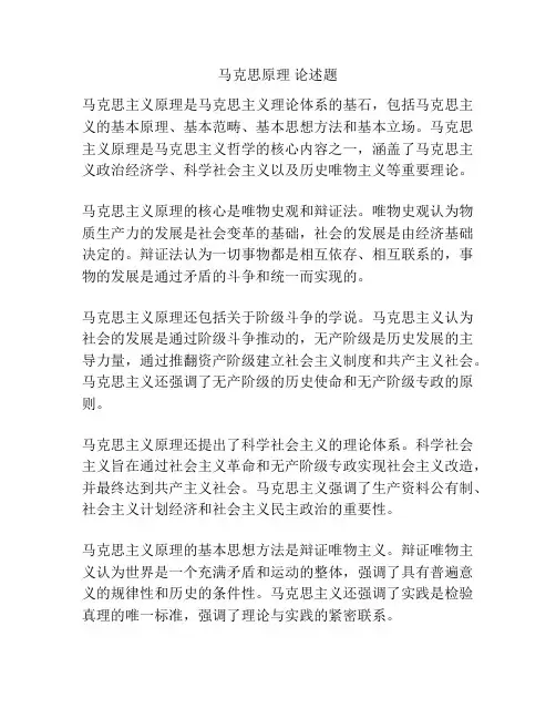 马克思原理 论述题