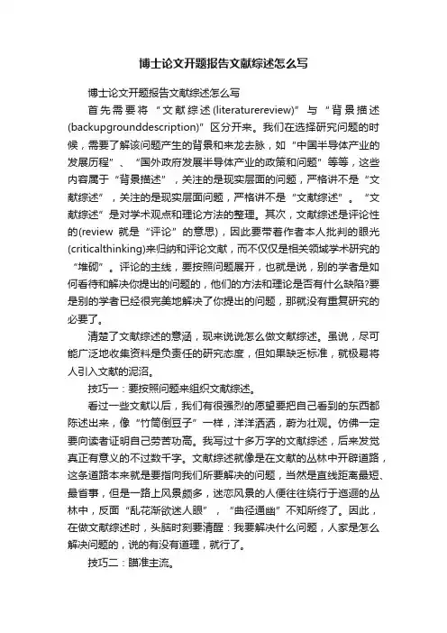 博士论文开题报告文献综述怎么写