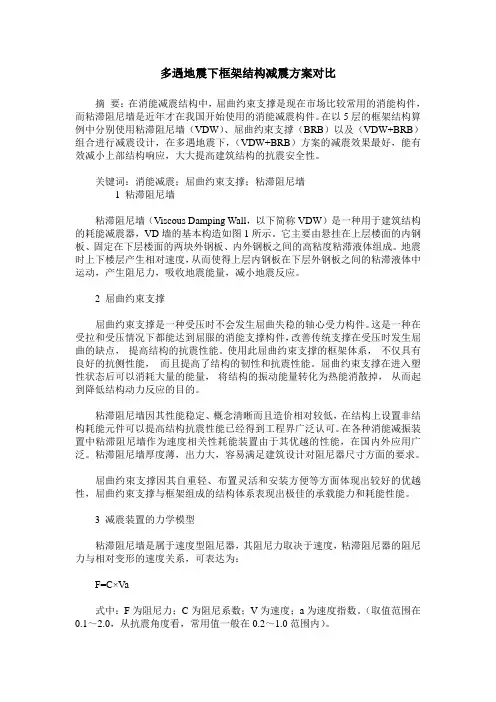 多遇地震下框架结构减震方案对比