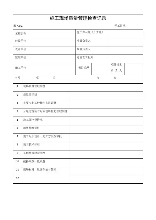 建筑工程施工质量验收表格1-50