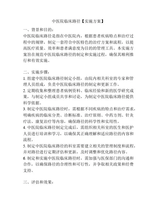 中医院临床路径【实施方案】