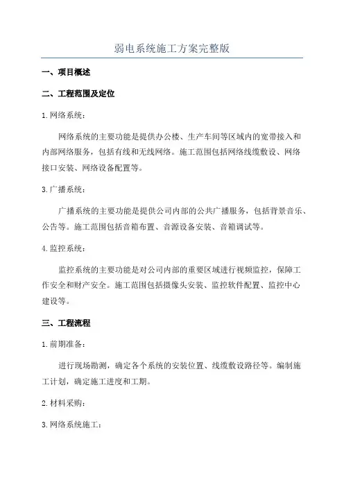 弱电系统施工方案完整版