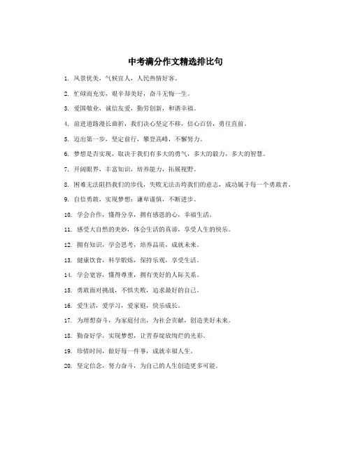 中考满分作文精选排比句