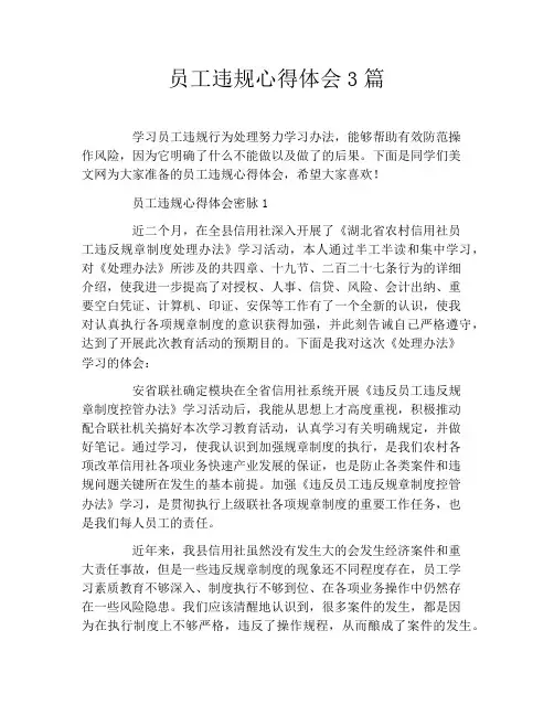员工违规心得体会3篇