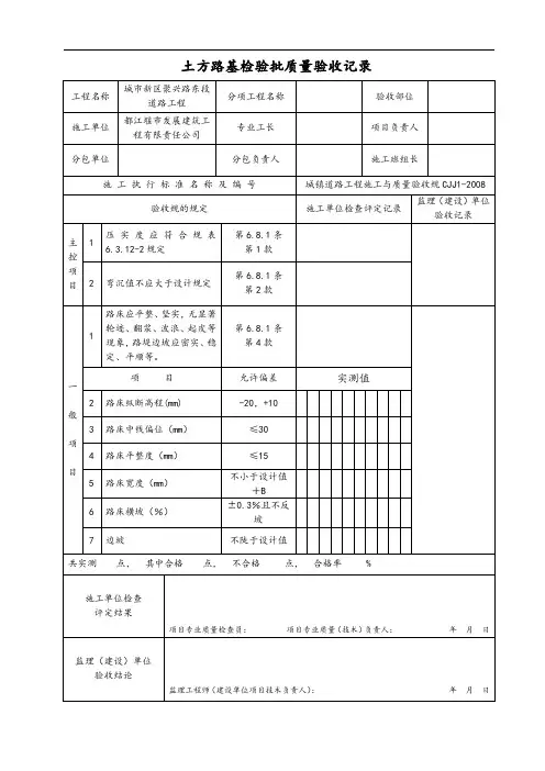 城镇道路工程全资料表格