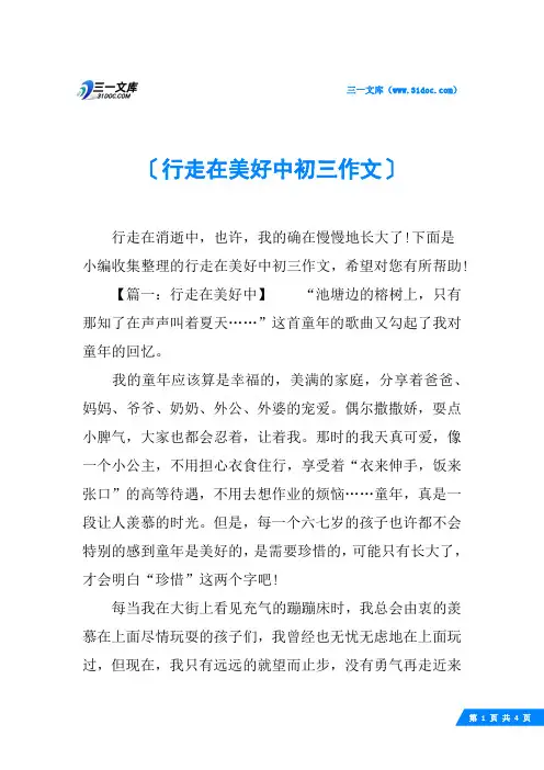 行走在美好中初三作文