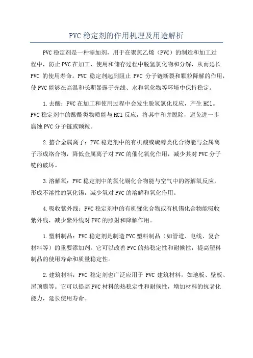 PVC稳定剂的作用机理及用途解析