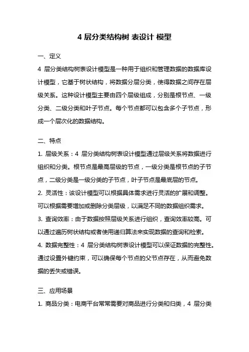 4层分类结构树 表设计 模型