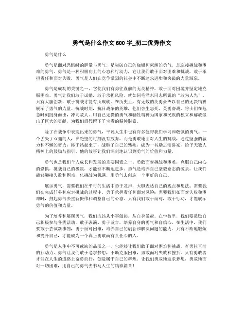 勇气是什么作文600字_初二优秀作文