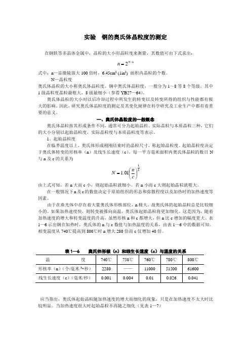 奥氏体晶粒度测定