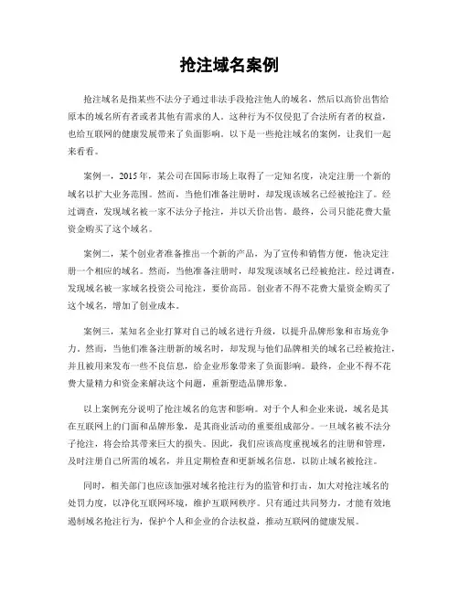 抢注域名案例