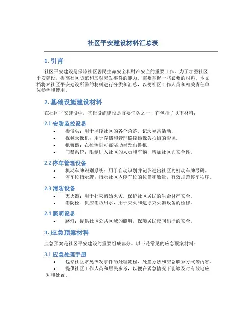 社区平安建设材料汇总表
