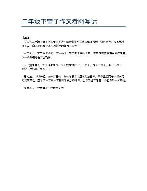 二年级下雪了作文看图写话