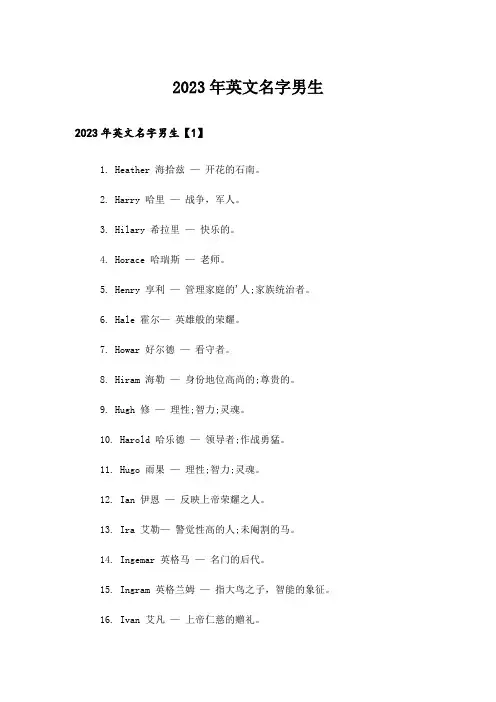 2023年个性_英文名字男生_1