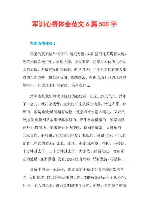 军训心得体会范文6篇500字