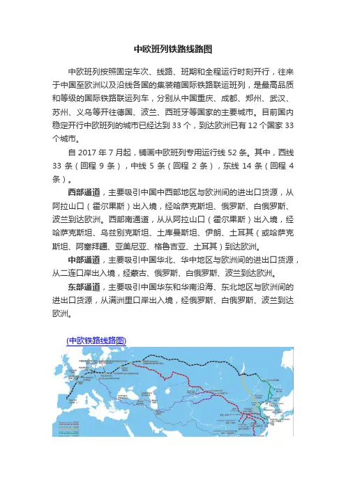 中欧班列铁路线路图