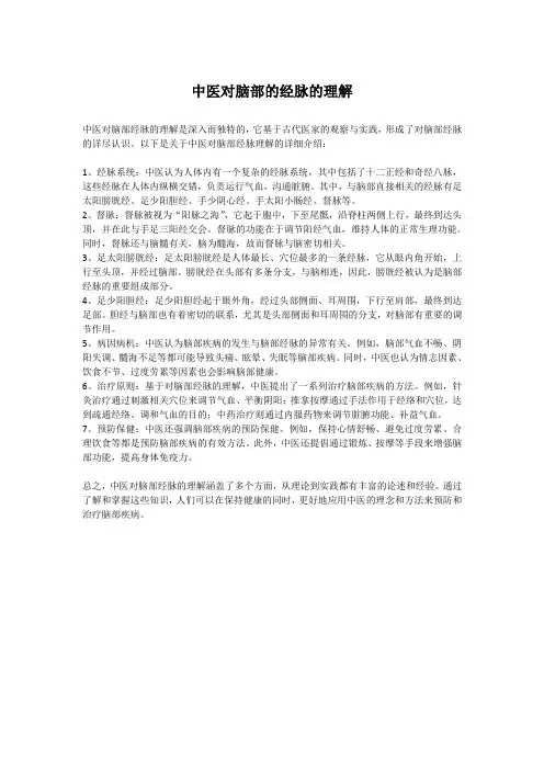 中医对脑部的经脉的理解