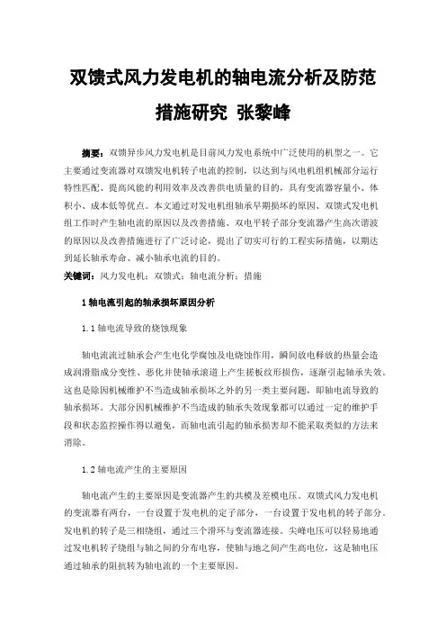 双馈式风力发电机的轴电流分析及防范措施研究