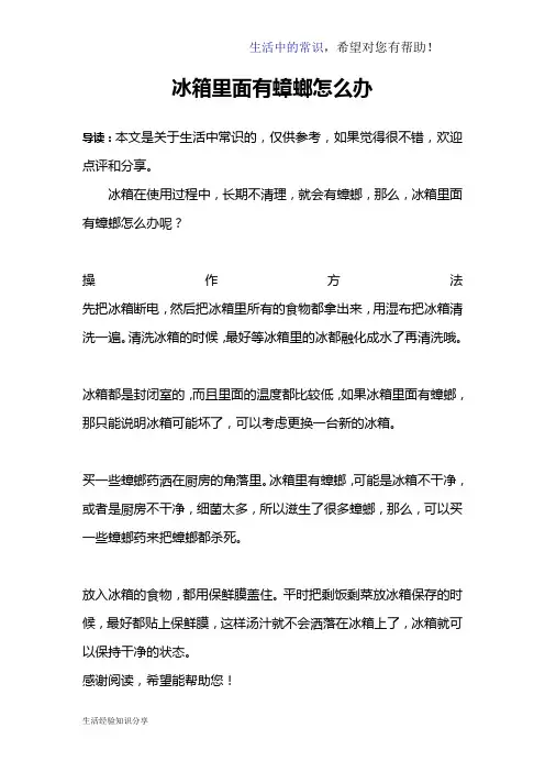 冰箱里面有蟑螂怎么办