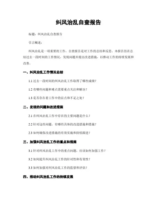 纠风治乱自查报告