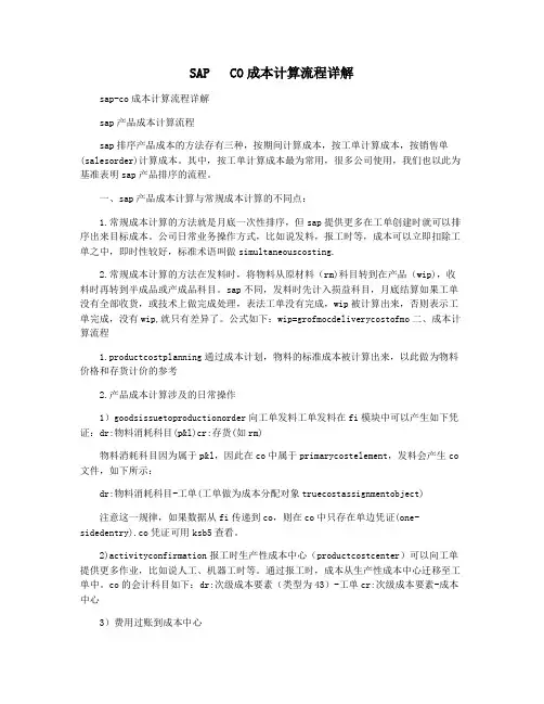 SAP   CO成本计算流程详解