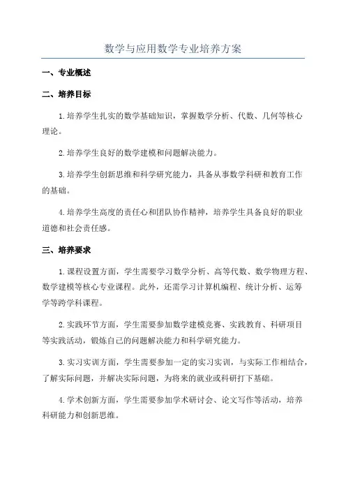 数学与应用数学专业培养方案