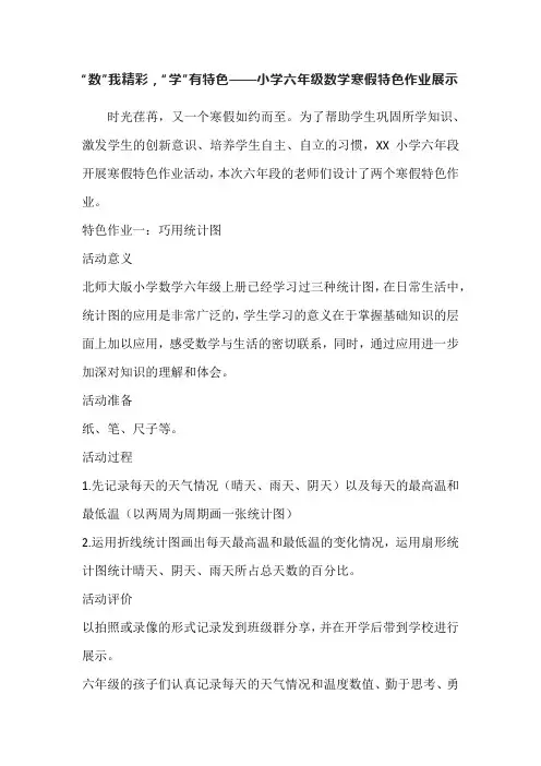 “数”我精彩,“学”有特色——小学六年级数学寒假特色作业展示