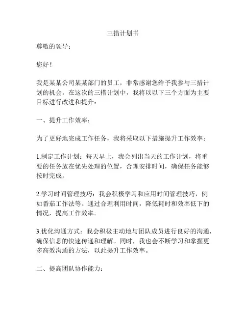三措计划书