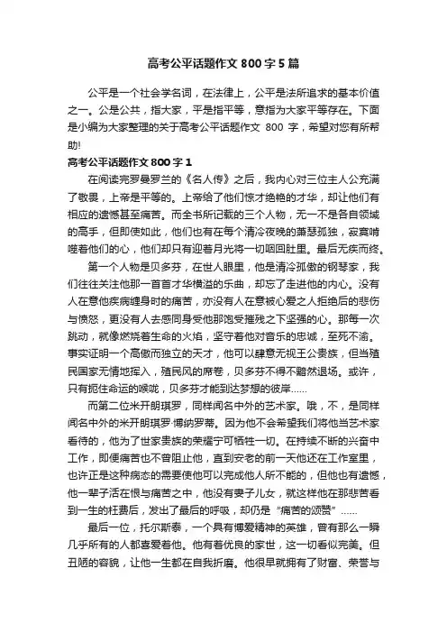 高考公平话题作文800字5篇